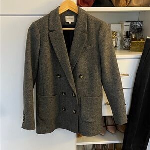 Gray Double-Breasted wool sezane blazer